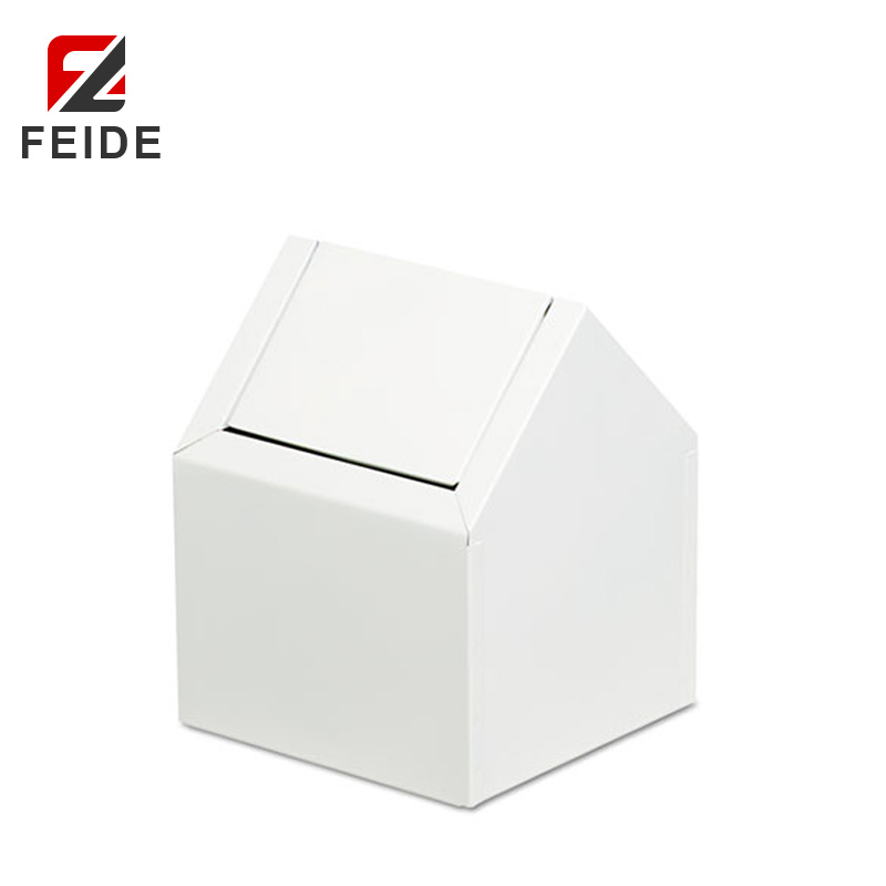 STC-01 3.8加侖白色金屬垃圾桶帶翻蓋